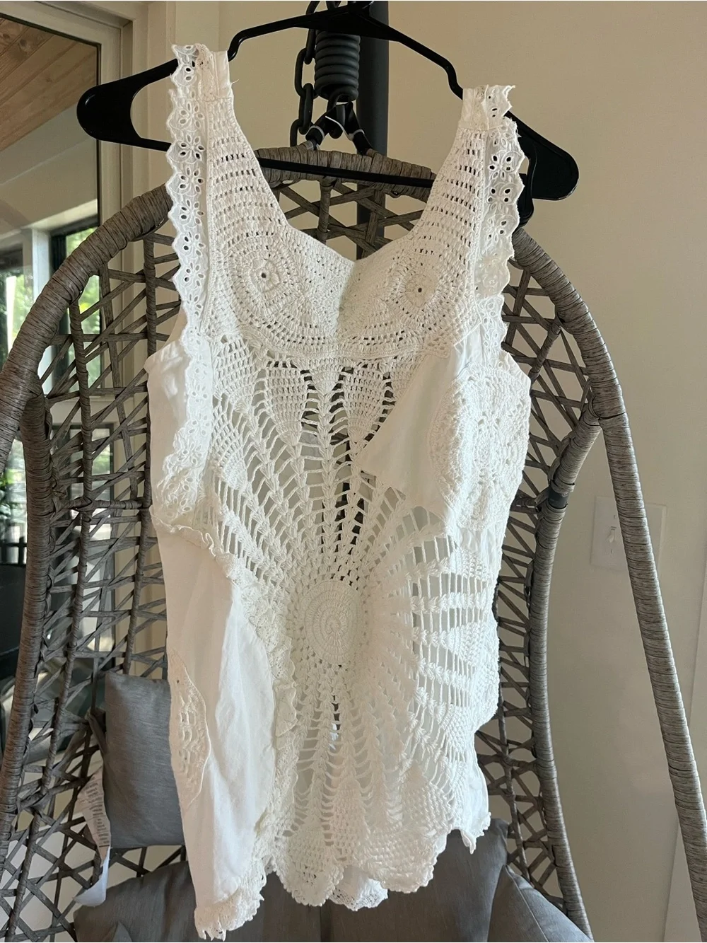 Free People White Crochet Tank Camisole